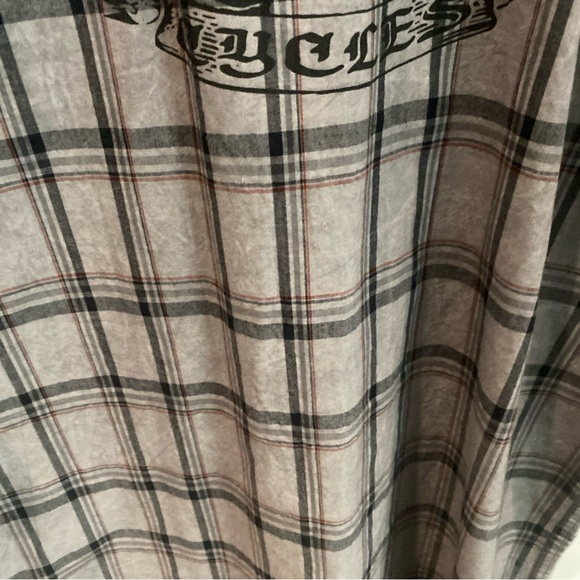 Harley Davidson Shirt Men’s Size M Casual Button Down Gray Plaid Short Sleeve - Picture 14 of 14